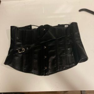 L Black Leather Corset